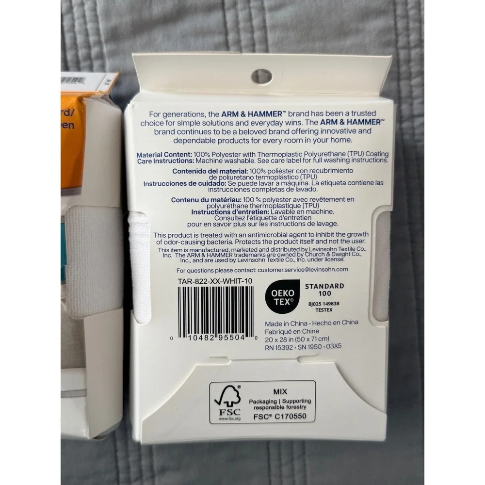 Arm & Hammer Waterproof‎ Pillow Protector 2 Pack Terry Zipper Std Queen